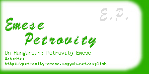 emese petrovity business card